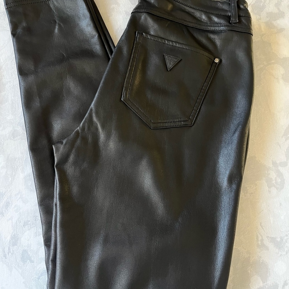 Guess Faux-Leather Black Skinny Sleek Fit Pants